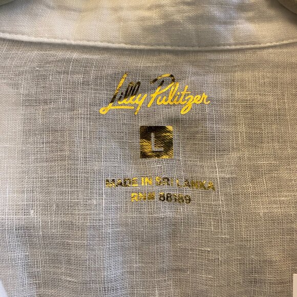 NWT Lilly Pulitzer Sea View Linen Button Down Top Size Large New $128 - Picture 8 of 9